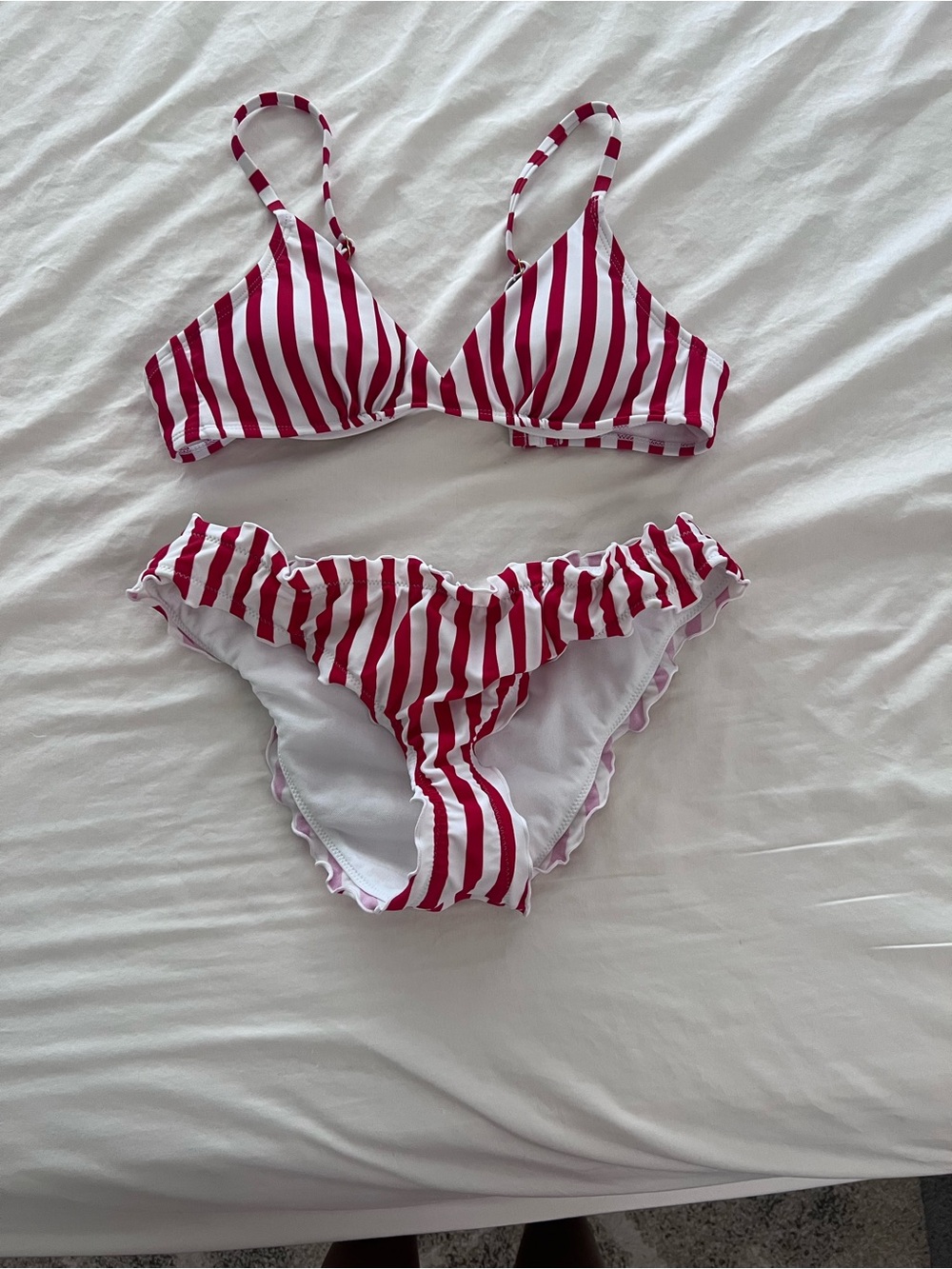 Shade and Shore Red and White Stripe Bikini